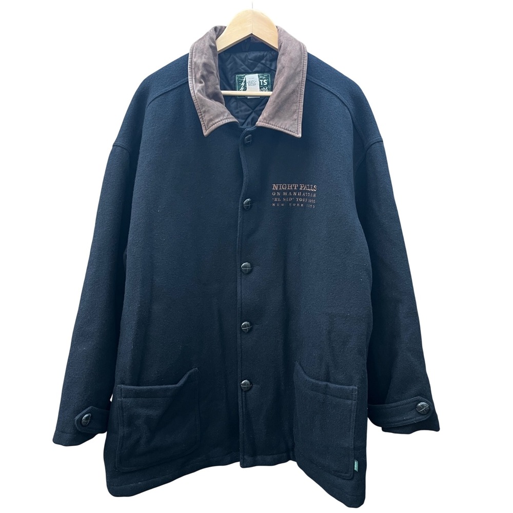 Vintage Roots Men's Black Wool Quilted Heavy Jacket Logo size XXL